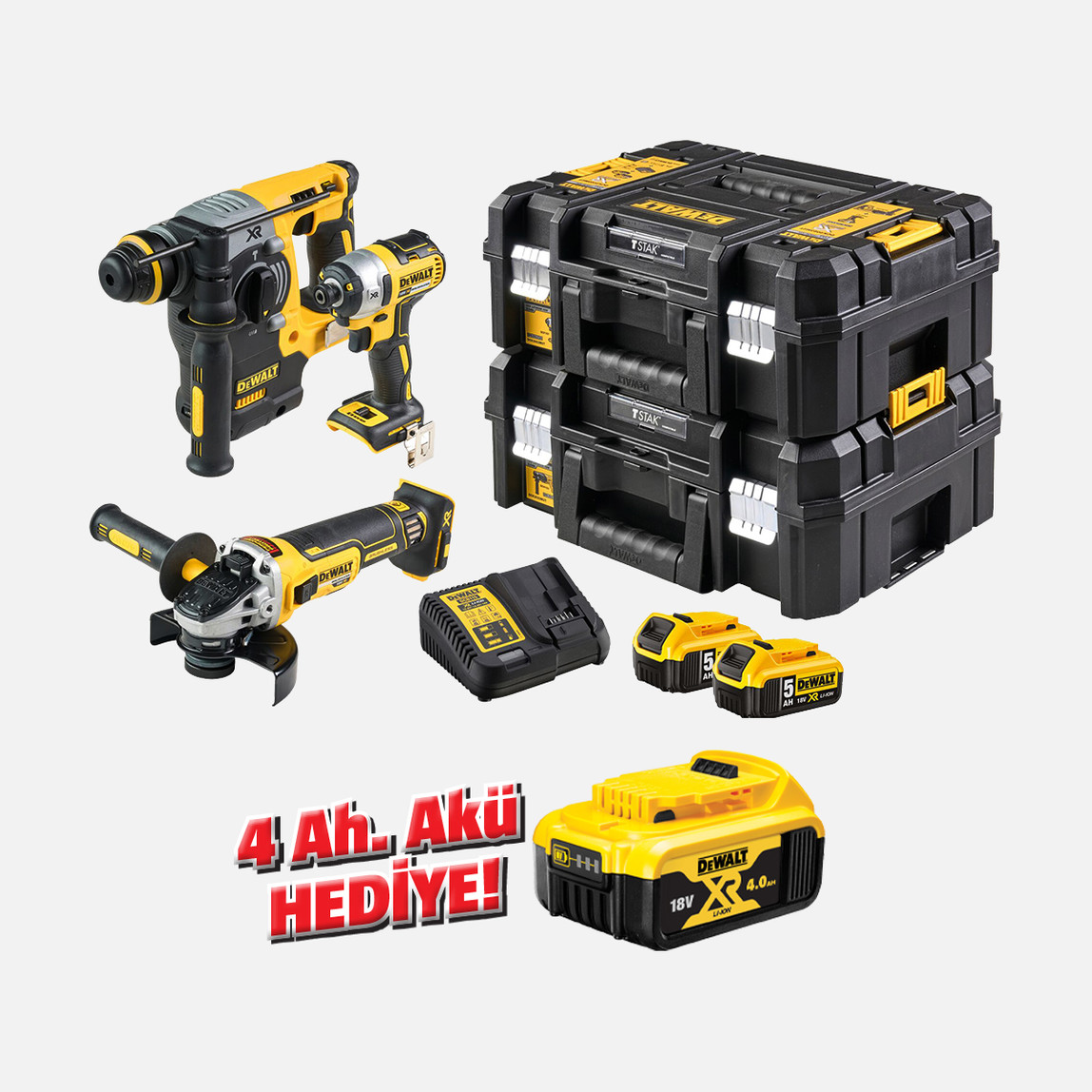    Dewalt DCK305P2T-QW 18V 5 Ah. Kömürsüz Makine Seti  