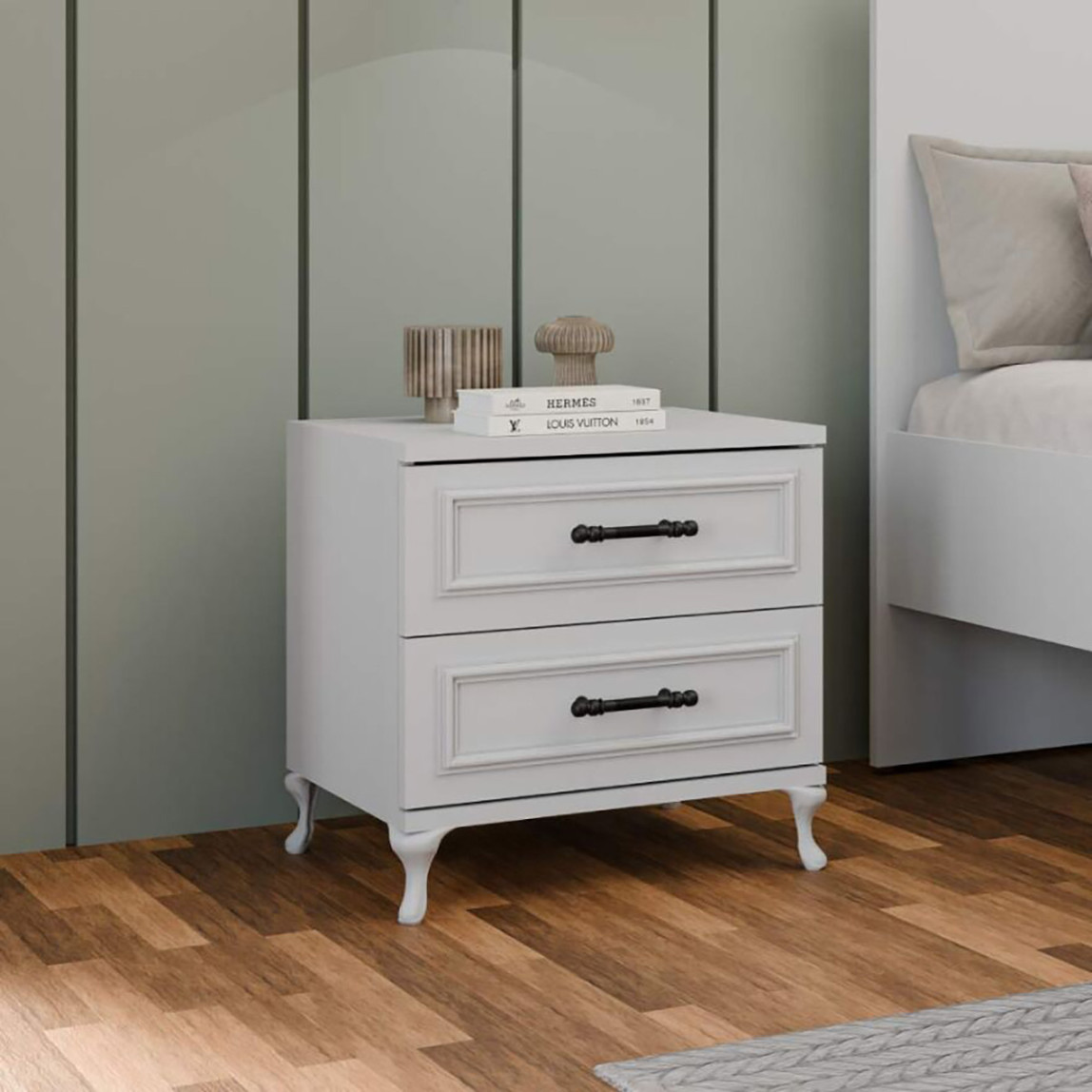    Country 2 Çekmeceli Komodin-Mat Lake Beyaz 51x53x40 cm (GxYxD) 