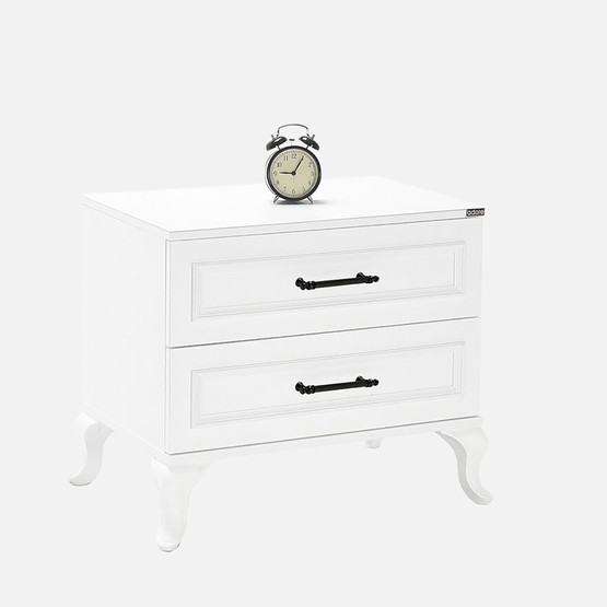 Country 2 Çekmeceli Komodin-Mat Lake Beyaz 51x53x40 cm (GxYxD)