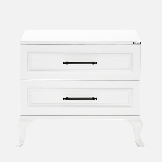 Country 2 Çekmeceli Komodin-Mat Lake Beyaz 51x53x40 cm (GxYxD)