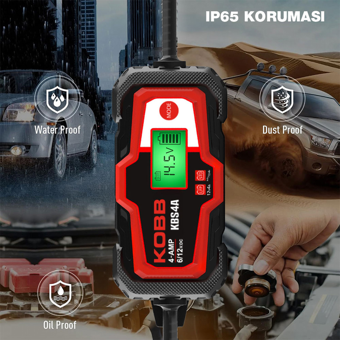    Kobb KBS4A 6/12V 120A Dijital Akü Şarj ve Akü Bakım Desülfatör  Power Supply 