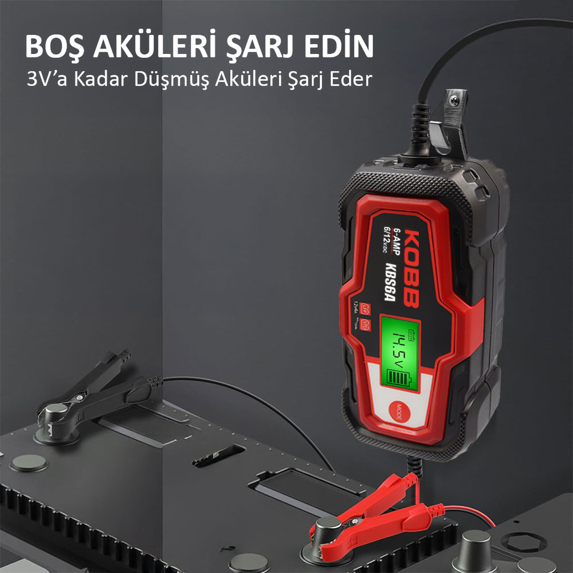    Kobb KBS6A 6/12V 150A Dijital Akü Şarj ve Akü Bakım Desülfatör Power Supply 