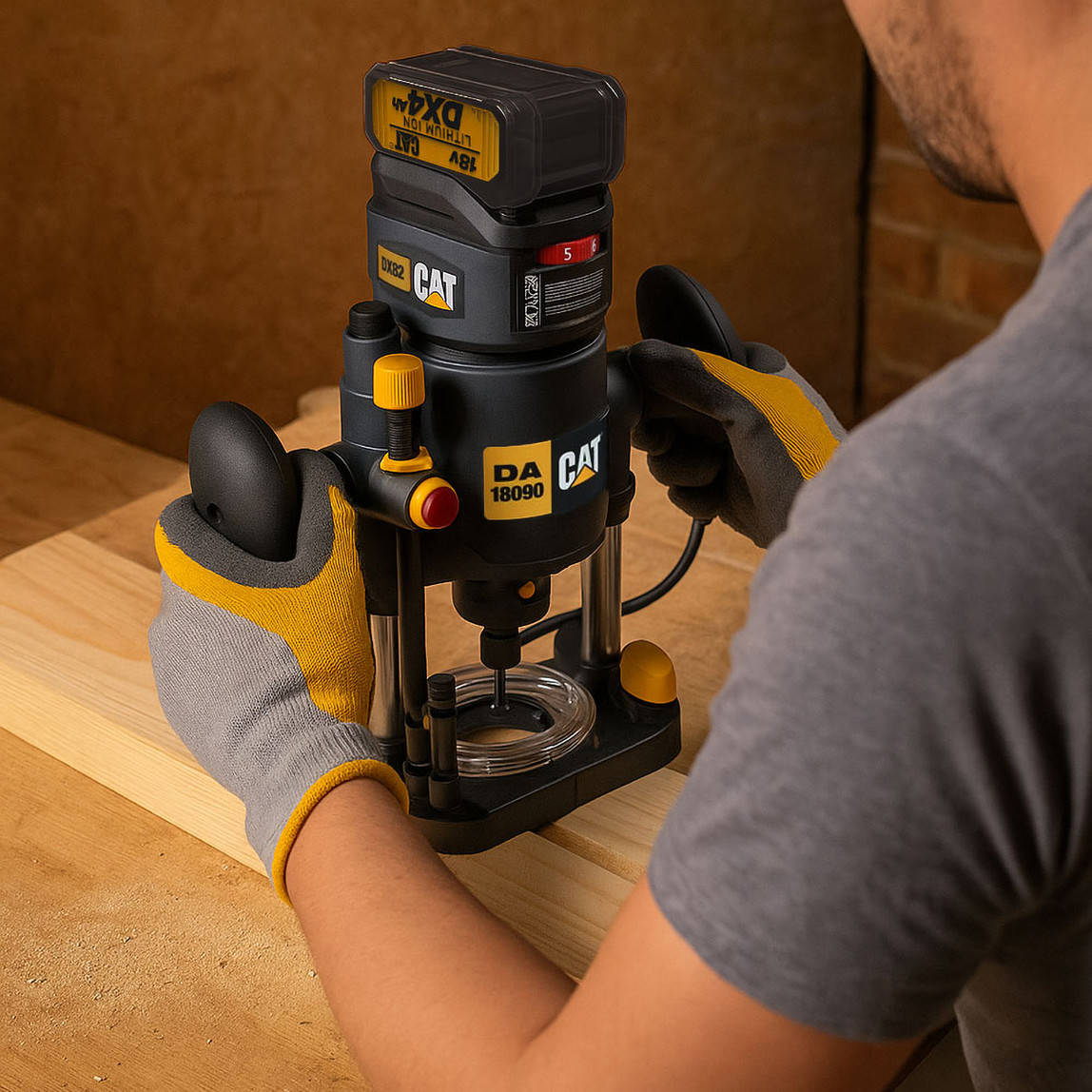    CAT DX82B.3 18Volt Şarjlı Kömürsüz 6mm Devir Ayarlı Profesyonel Avuç İçi El Frezesi Formika Tıraşlama (Akü ve Şarj Cihazı Dahil Değildir) 