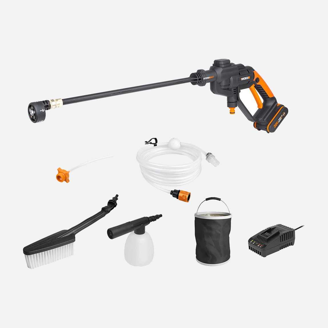    WORX WG620E.2 20Volt 2.0Ah. Li-ion 24 Bar Basınçlı Yıkama Tabancası (4 Parça Yıkama Seti) 