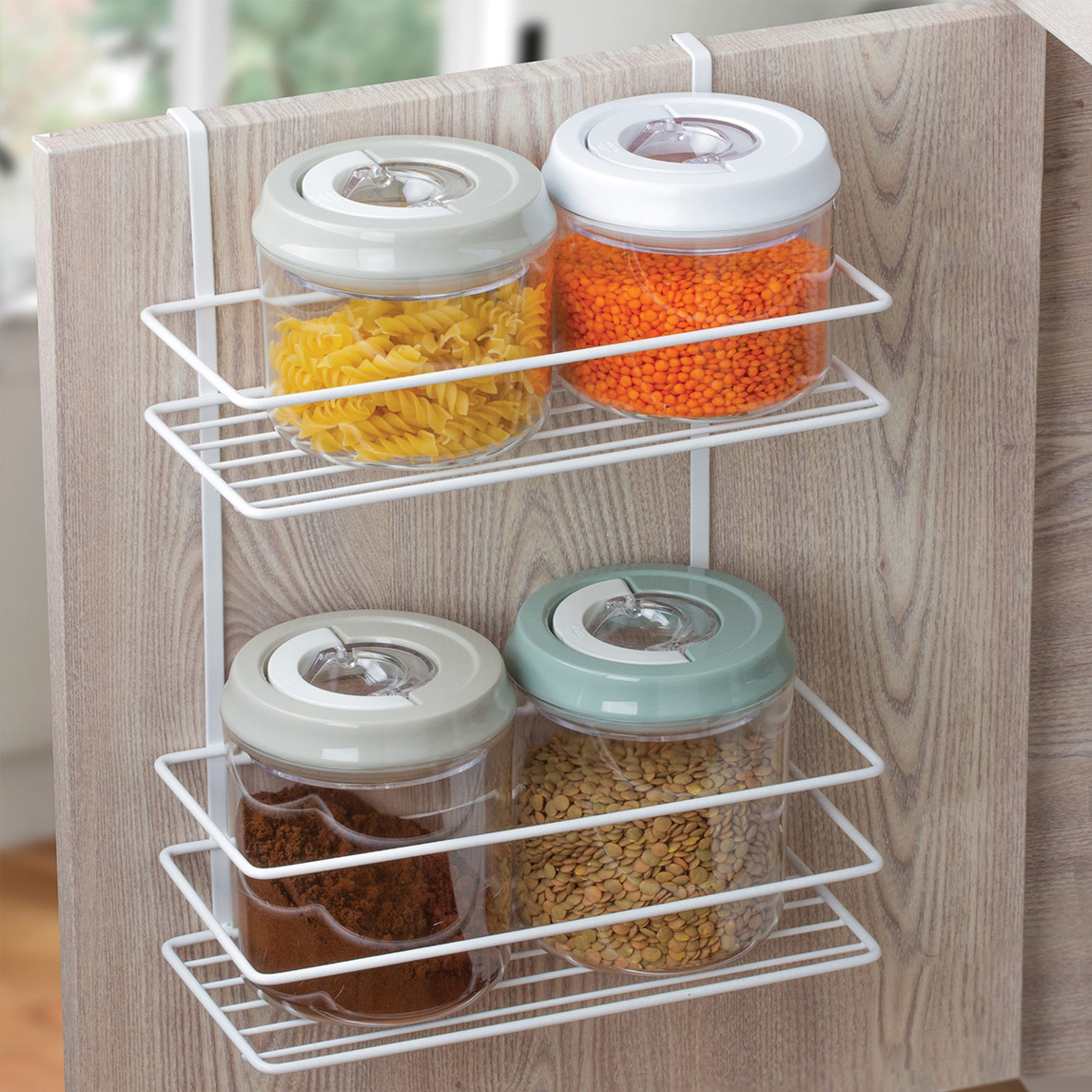    Okyanus Home Askılı 2 Katlı Dolap Düzenleyici Raf Beyaz 