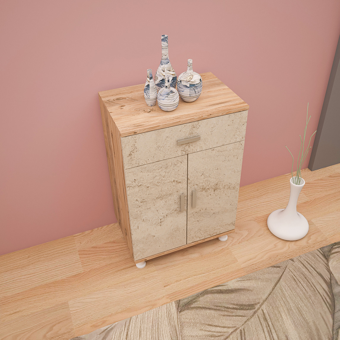    Movemo CT101 Çam Traverten Çok Amaçlı Dolap 