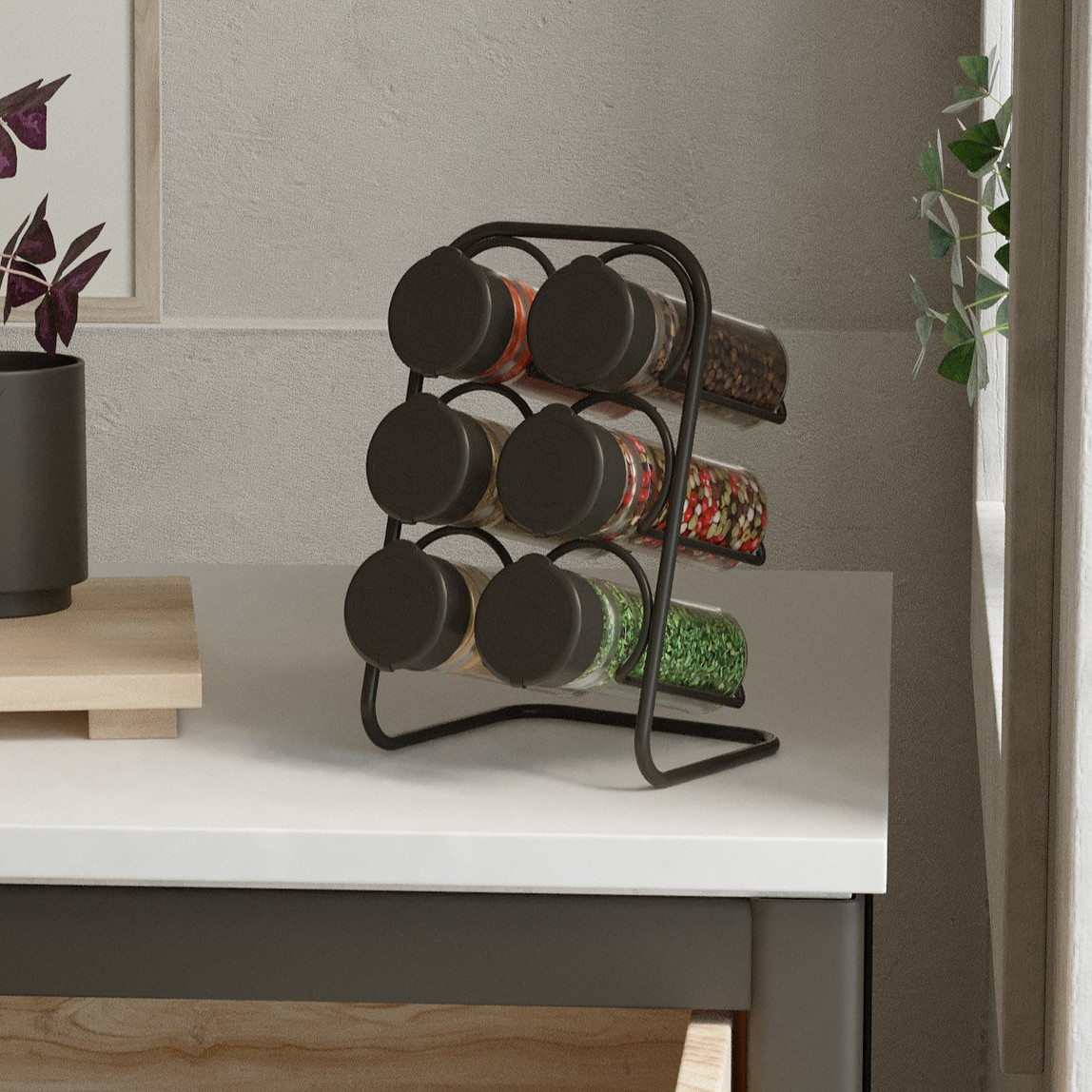    Teknotel MG025 6'lı Standlı Cam Şişeli Baharatlık 