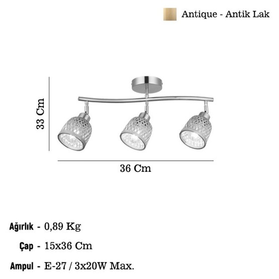 Lucea Pomor 3'lü Antik Plafonyer