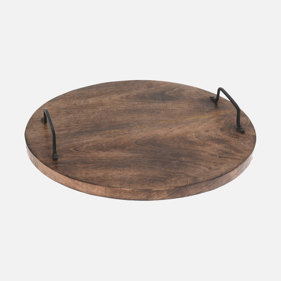 Koopmann Yuvarlak Kesme Tahtası – Mango Ağacı, Yanık Görünümlü