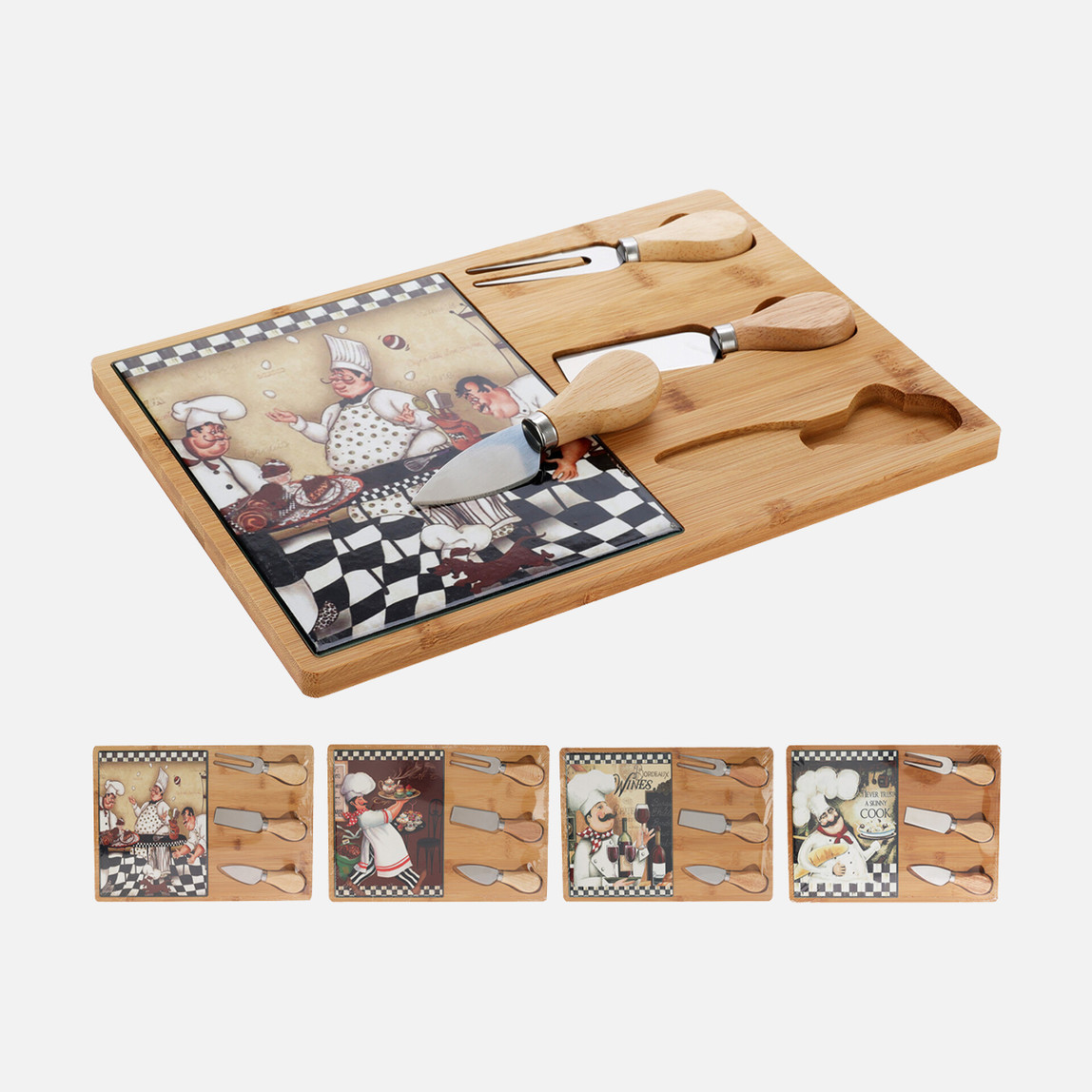    Koopmann Peynir Tahtası Seti Bambu ve Dolomit 4 Parça 