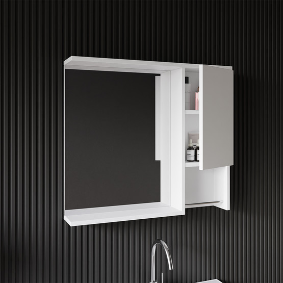 Deniz Aynalı 80 cm Takım Banyo Dolabı Beyaz