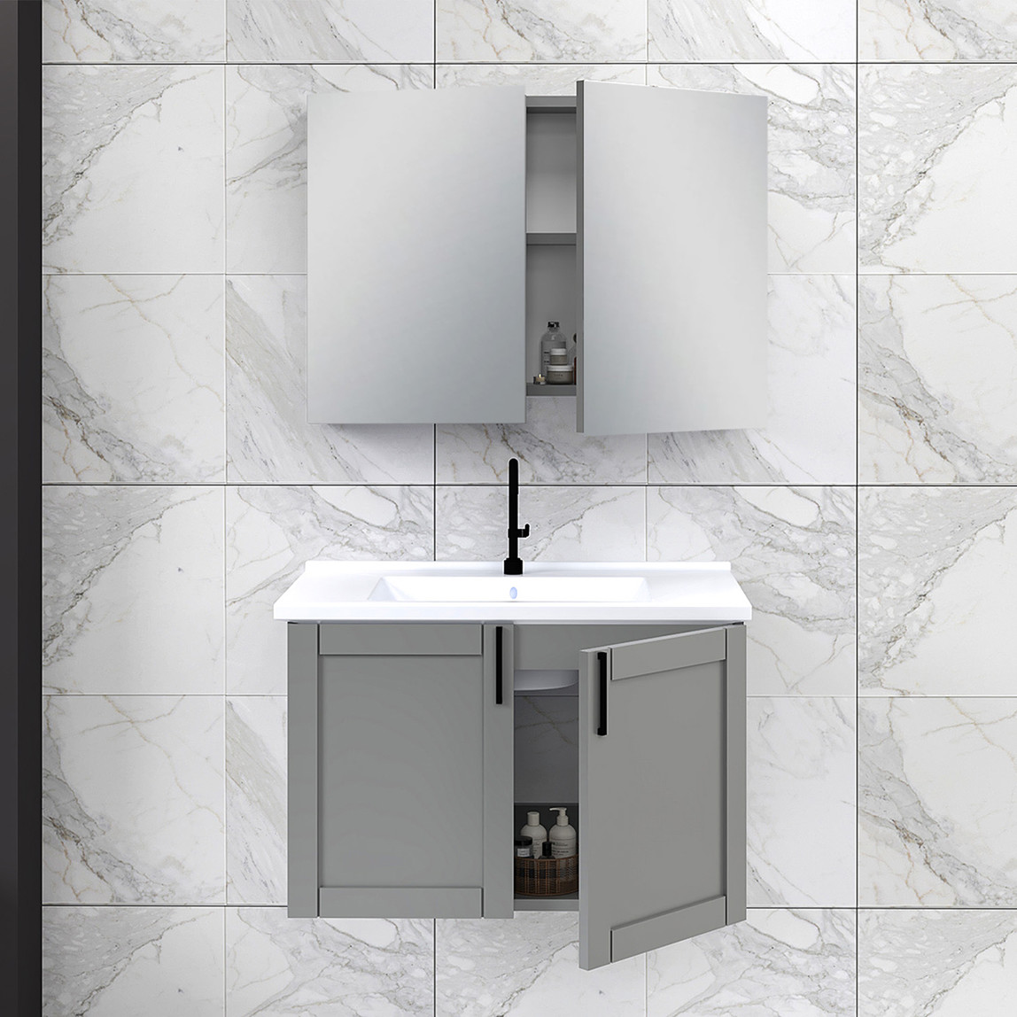    Fly Riva 80 cm MDF Banyo Dolabı 