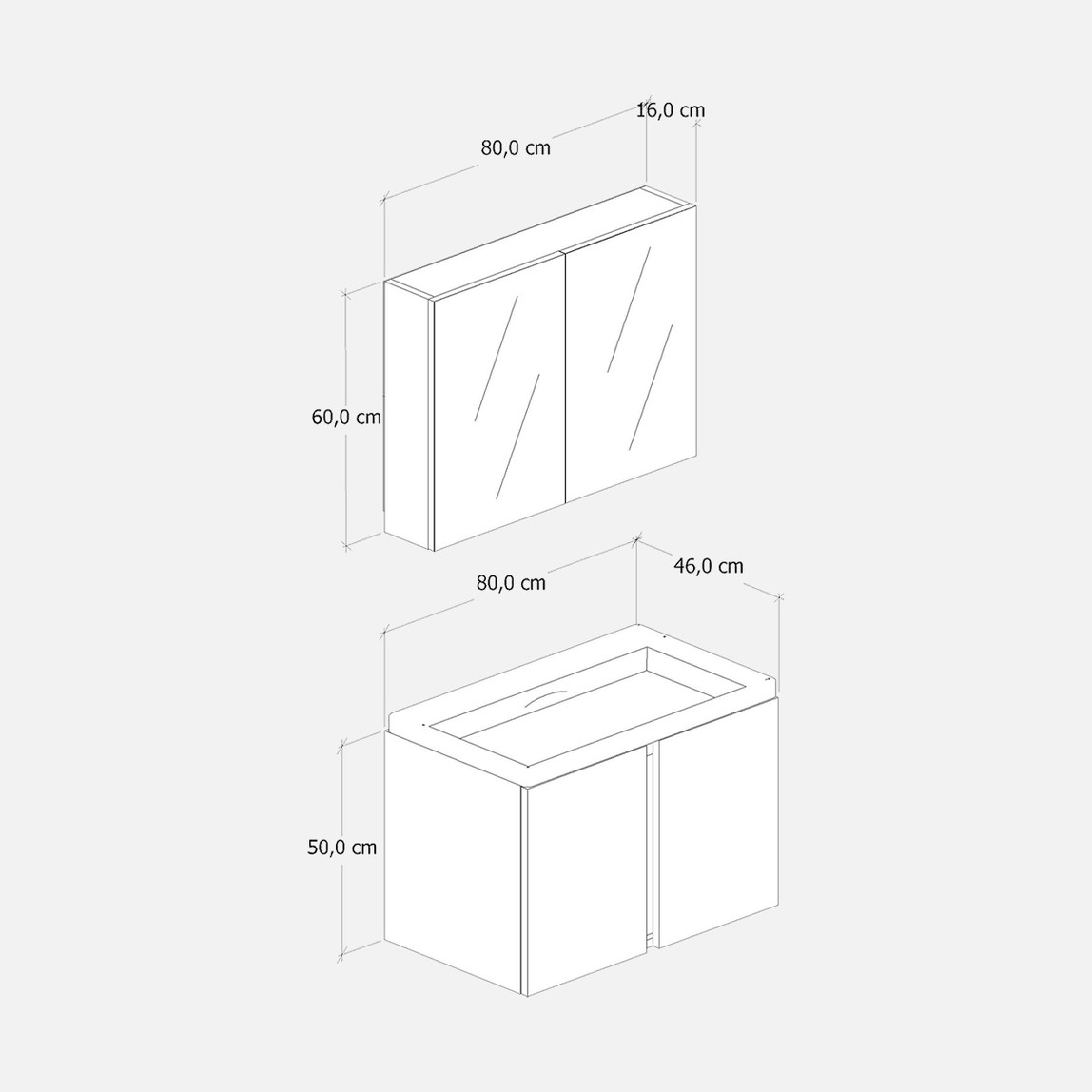    Fly Lavina 80 cm MDF Banyo Dolabı 