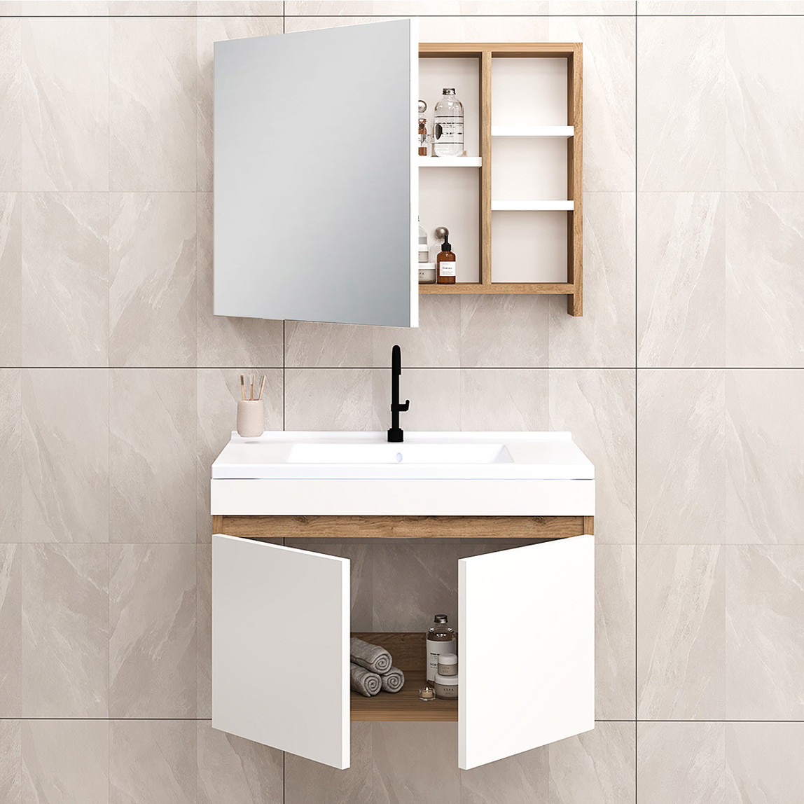    Fly Saura 80 cm MDF Banyo Dolabı 