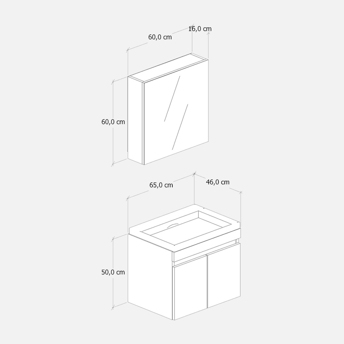    Fly Saura 65 cm MDF Banyo Dolabı 