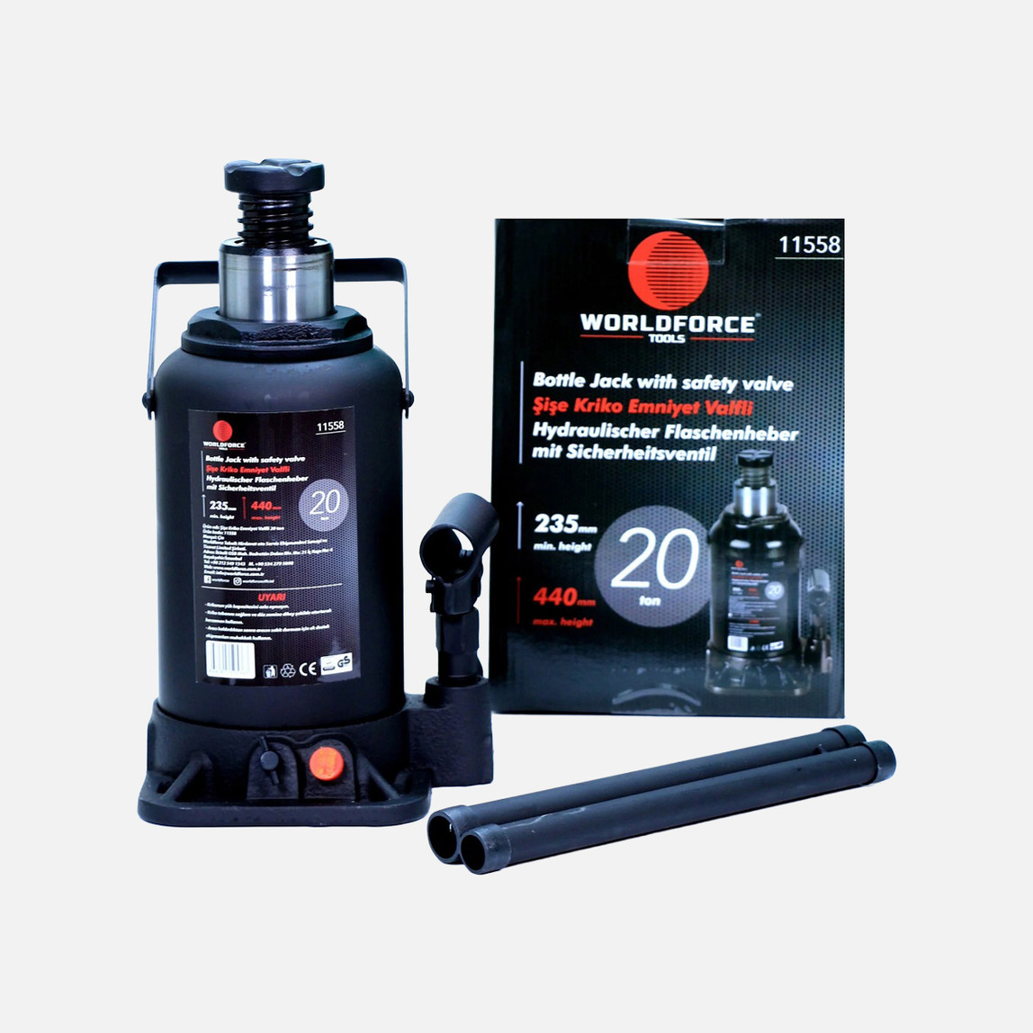    Hidrolik Şişe Kriko 20 Ton 235-440mm 