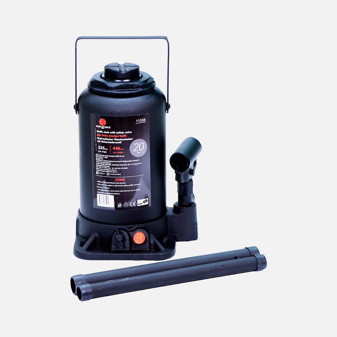    Hidrolik Şişe Kriko 20 Ton 235-440mm 