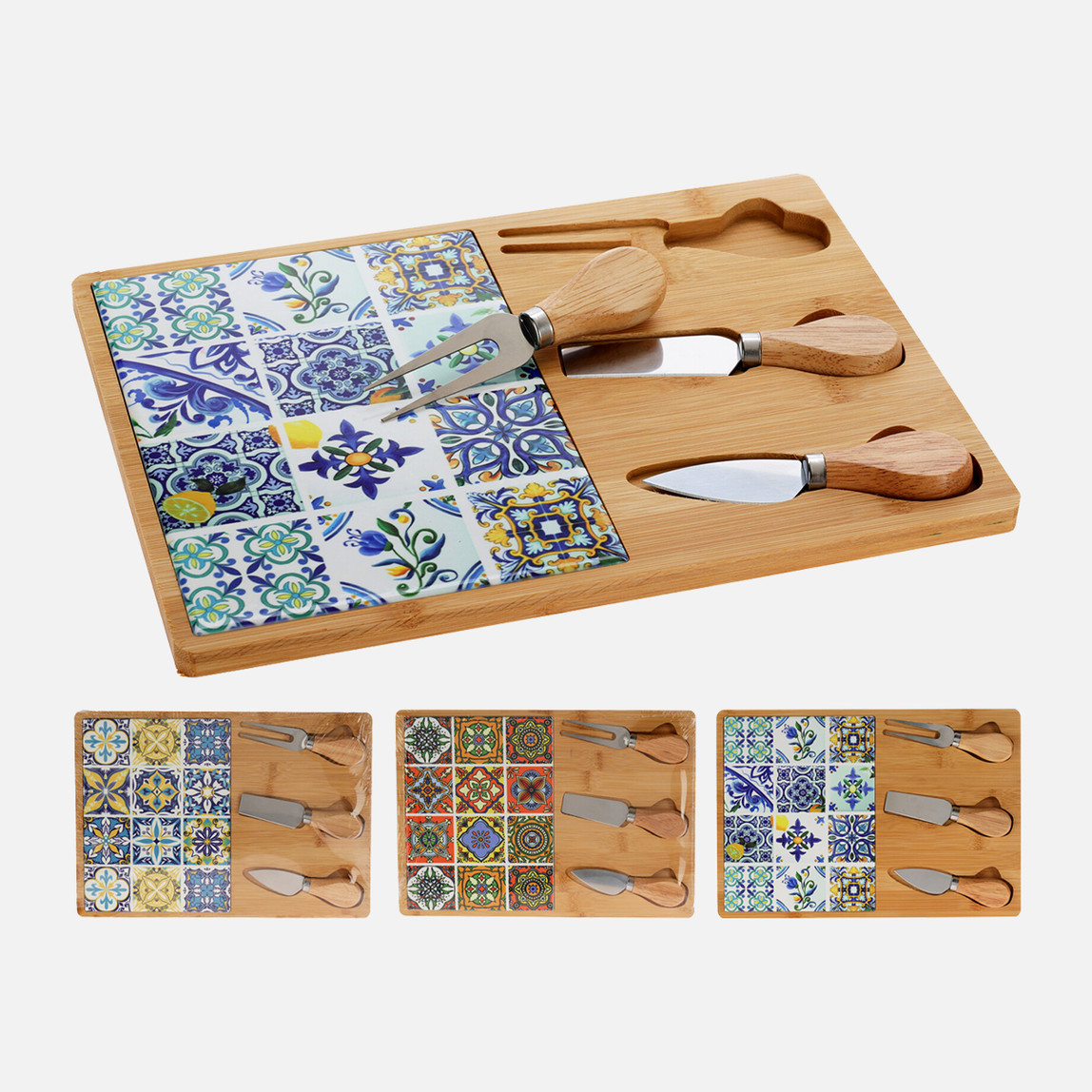   Koopmann Peynir Tahtası Seti Bambu ve Dolomit 4 Parça 