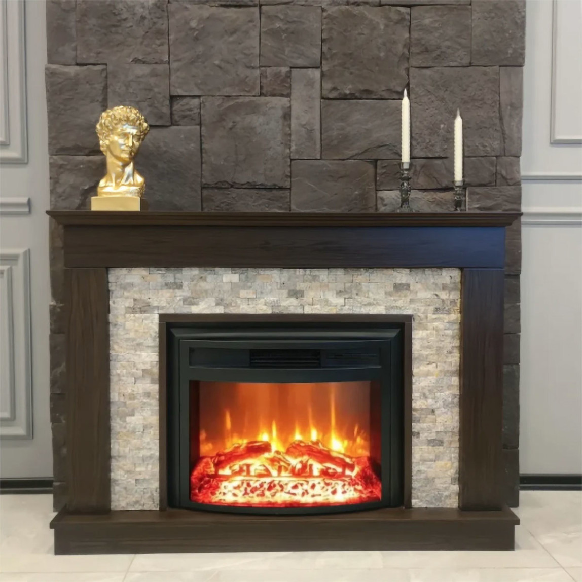    Dlc Seratonya 1800W Doğaltaş Dekoratif Şömine Kahverengi  