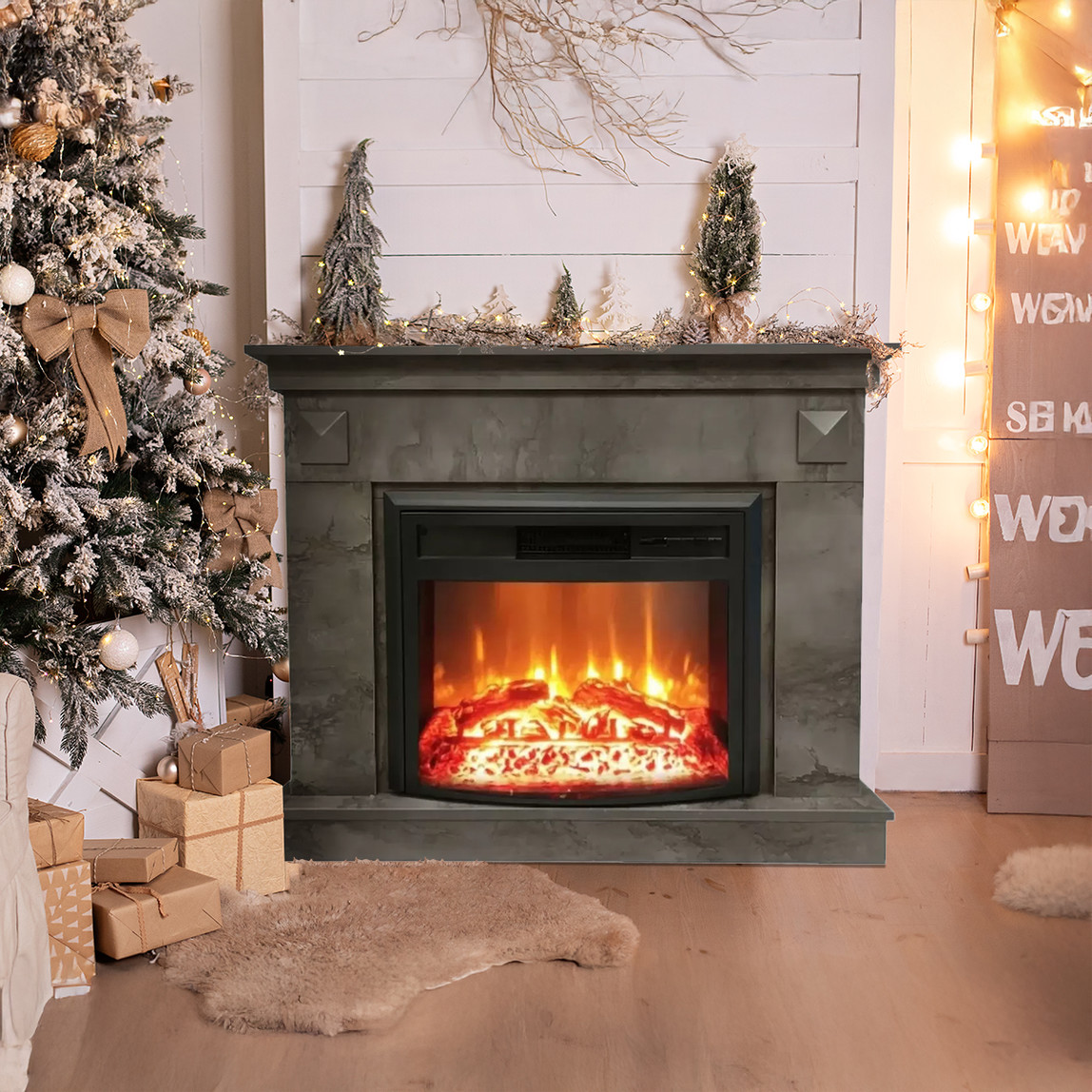    Dlc Irony 1800W Dekoratif Şömine Koyu Gri 