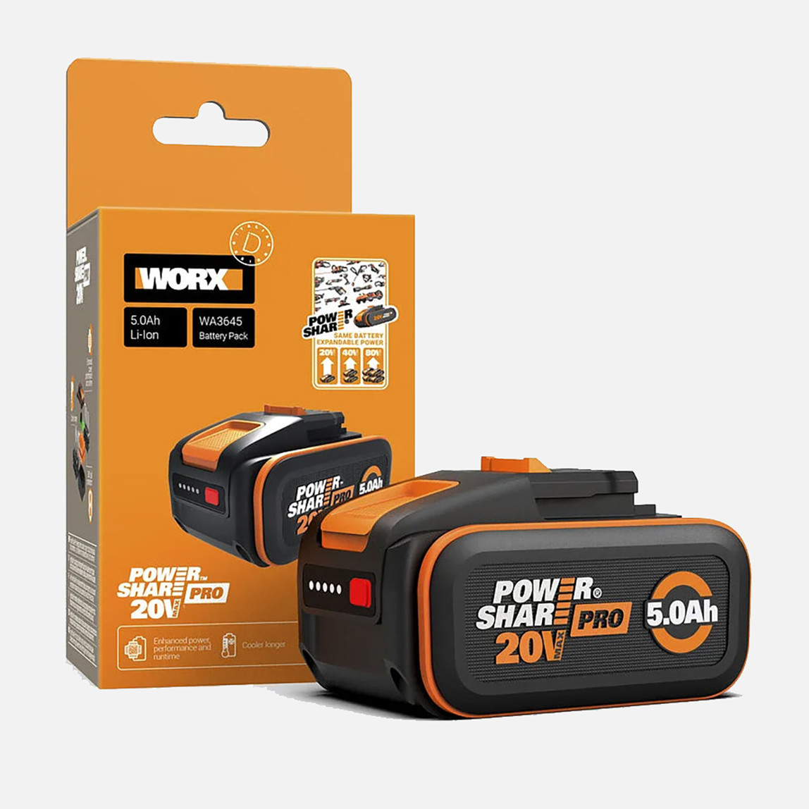    Worx WA3645 20Volt 5.0Ah Li-ion PowerShare Pro Yedek Akü 