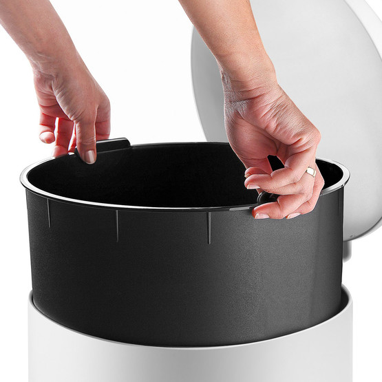 Bombe Kapaklı Çöp Kovası 40L Mat Beyaz