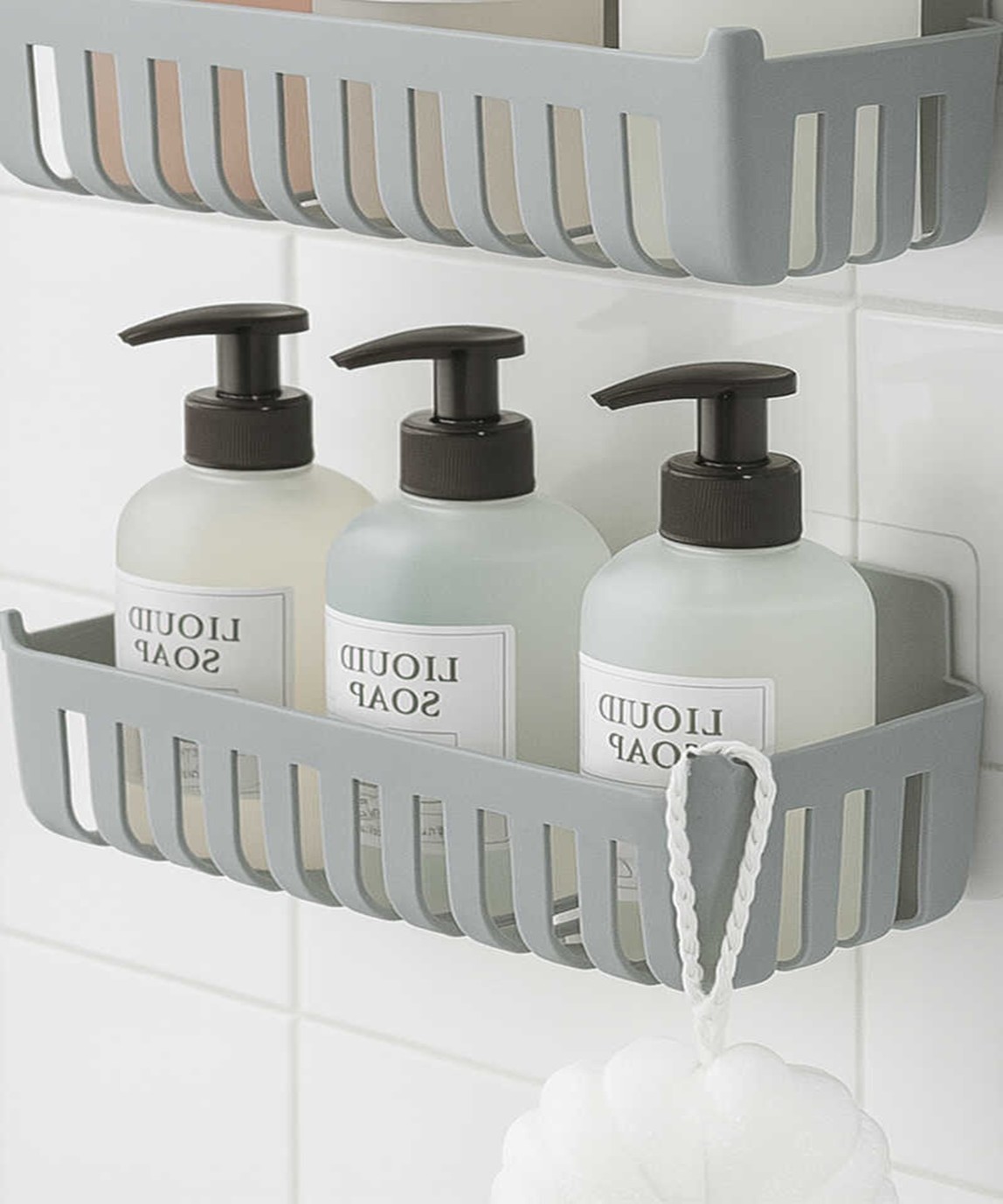    Deby 2'li Yapışkanlı Banyo Rafı Gri 