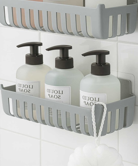 Deby 2'li Yapışkanlı Banyo Rafı Gri