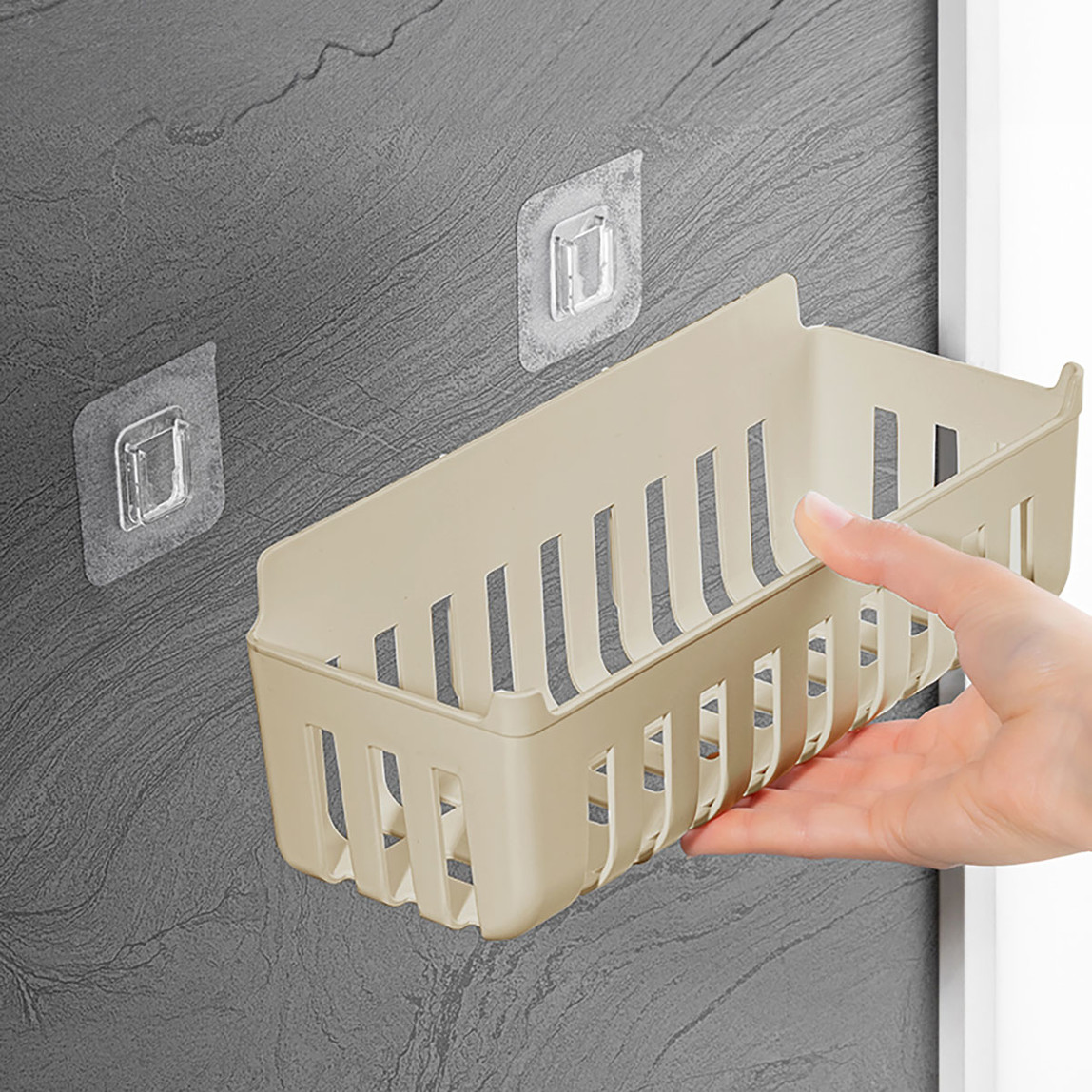    Deby 2'li Yapışkanlı Banyo Rafı Bej 