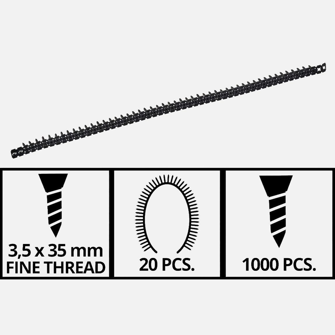    Einhell Alçıpan Vidaları, İnce Dişli, 3,5 x 35 mm (1000ADET) 4261001 