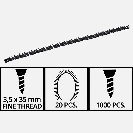 Einhell Alçıpan Vidaları, İnce Dişli, 3,5 x 35 mm (1000ADET) 4261001