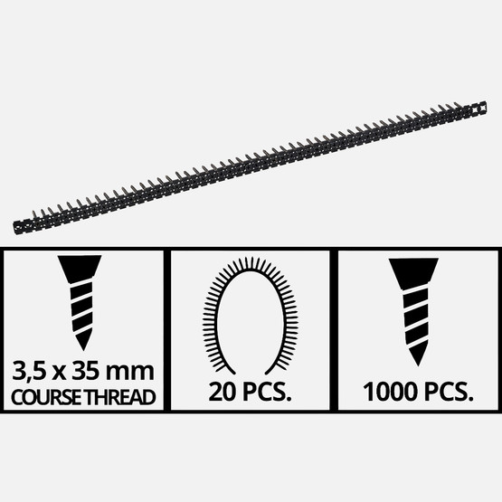 Einhell Alçıpan Vidaları, Kalın Dişli, 3,5 x 35 mm (1000ADET) 4261002