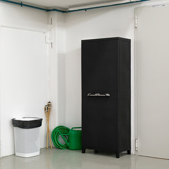 Prime 3 Raflı ve Uzun Bölmeli Plastik Dolap Koyu Antrasit