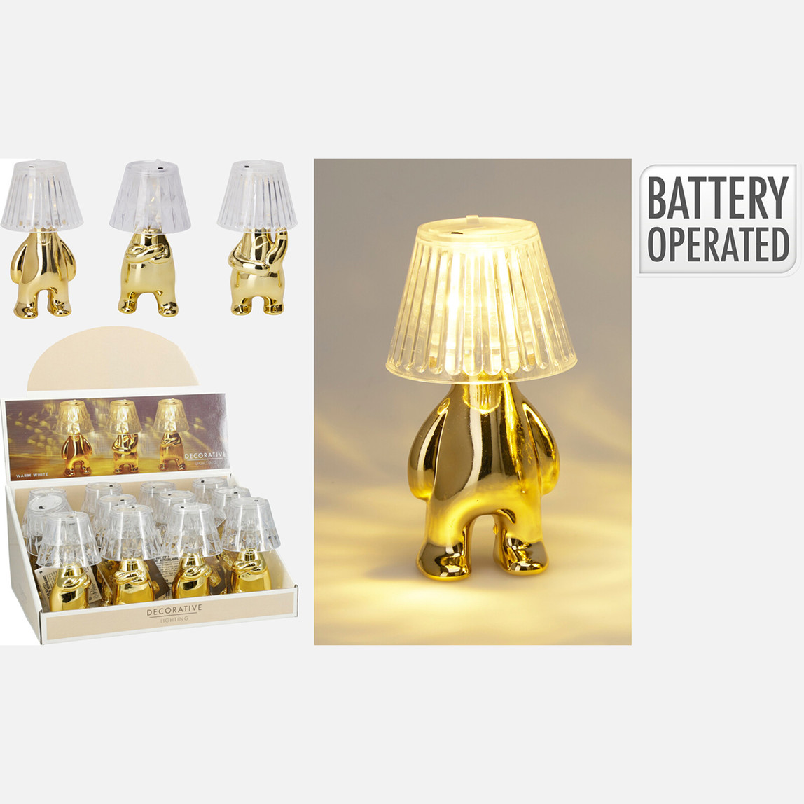    Altın İnsan Figürlü Masa Lambası 