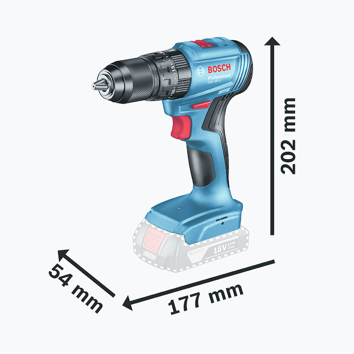    Bosch GDX 18V-285 GSB 185-LI 18V 2 Ah. Çift Akülü Vidalama ve Somun Sıkma Seti 