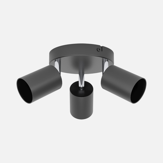 Eglo Reciso-E Üçlü Siyah Çelik Sıva Üstü Spot