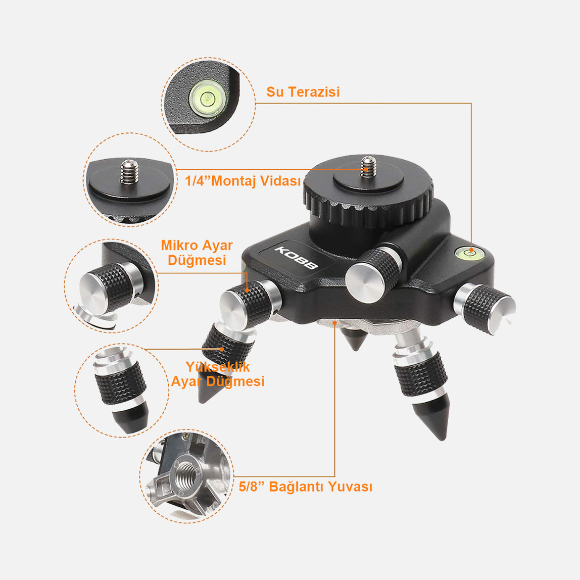    KOBB KBL35G Profesyonel Li-ion Şarjlı 4X360 derece Otomatik Hizalamalı Yeşil Çapraz Çizgi Lazer Distomat ve Uzaktan Kumanda 