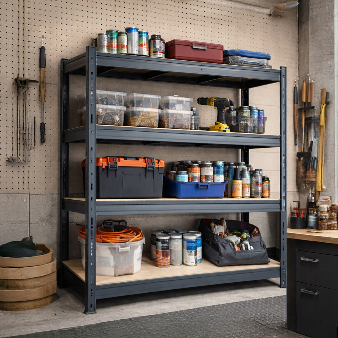    Regalux 4 Katlı Metal Raf Antrasit140x50x180 cm 