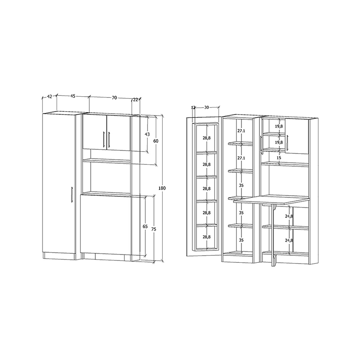    Fly Bozca Katlanır Masalı Çok Amaçlı Kiler Dolabı 