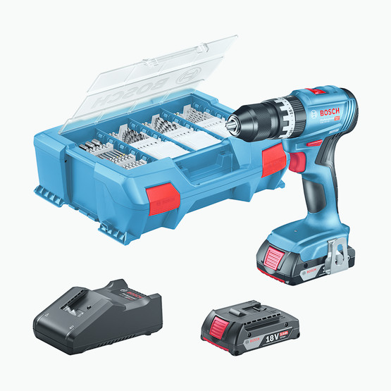 Bosch GSB 18V-45 2 xGBA 18V 2.0Ah Akülü Vidalama (63 Parça Aksesuar Setli)