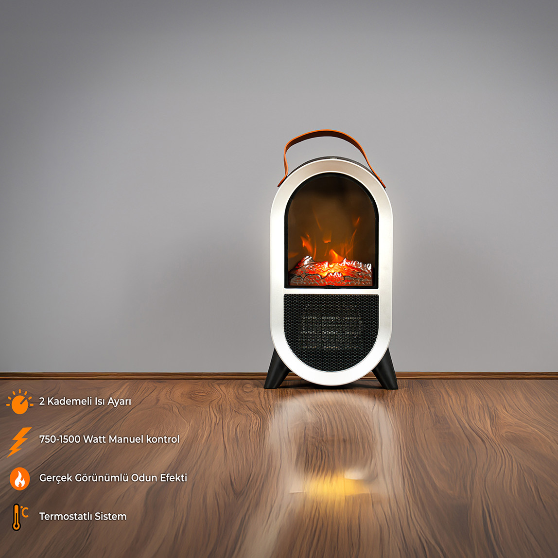    Dlc Flame Go Ayaklı Şömine 1500W 