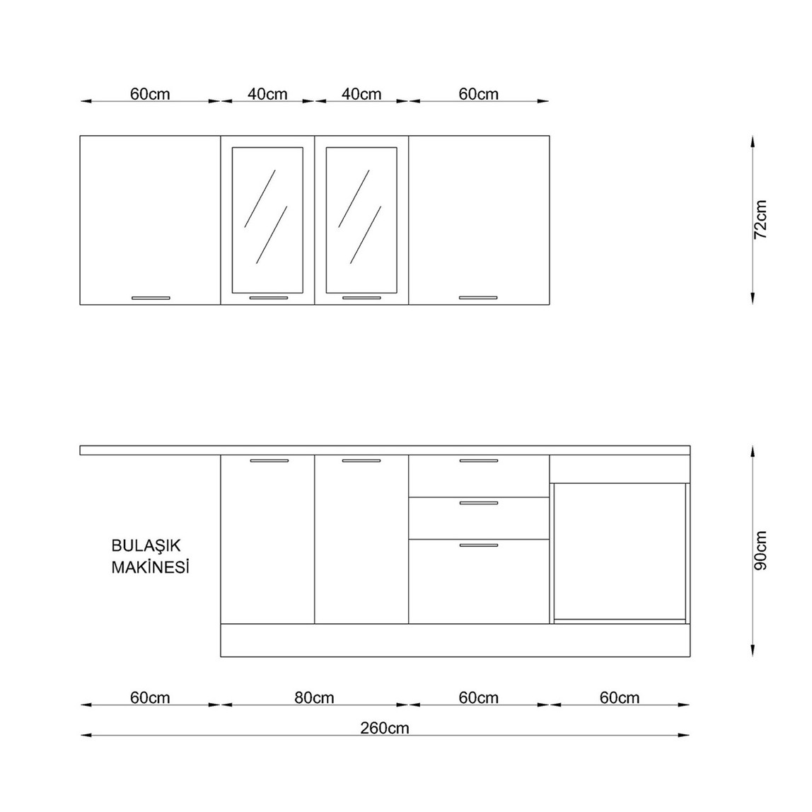    Fly Rose Mutfak Dolabı 260cm 