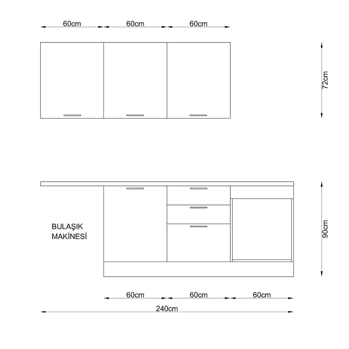    Fly Weiss Mutfak 240cm 