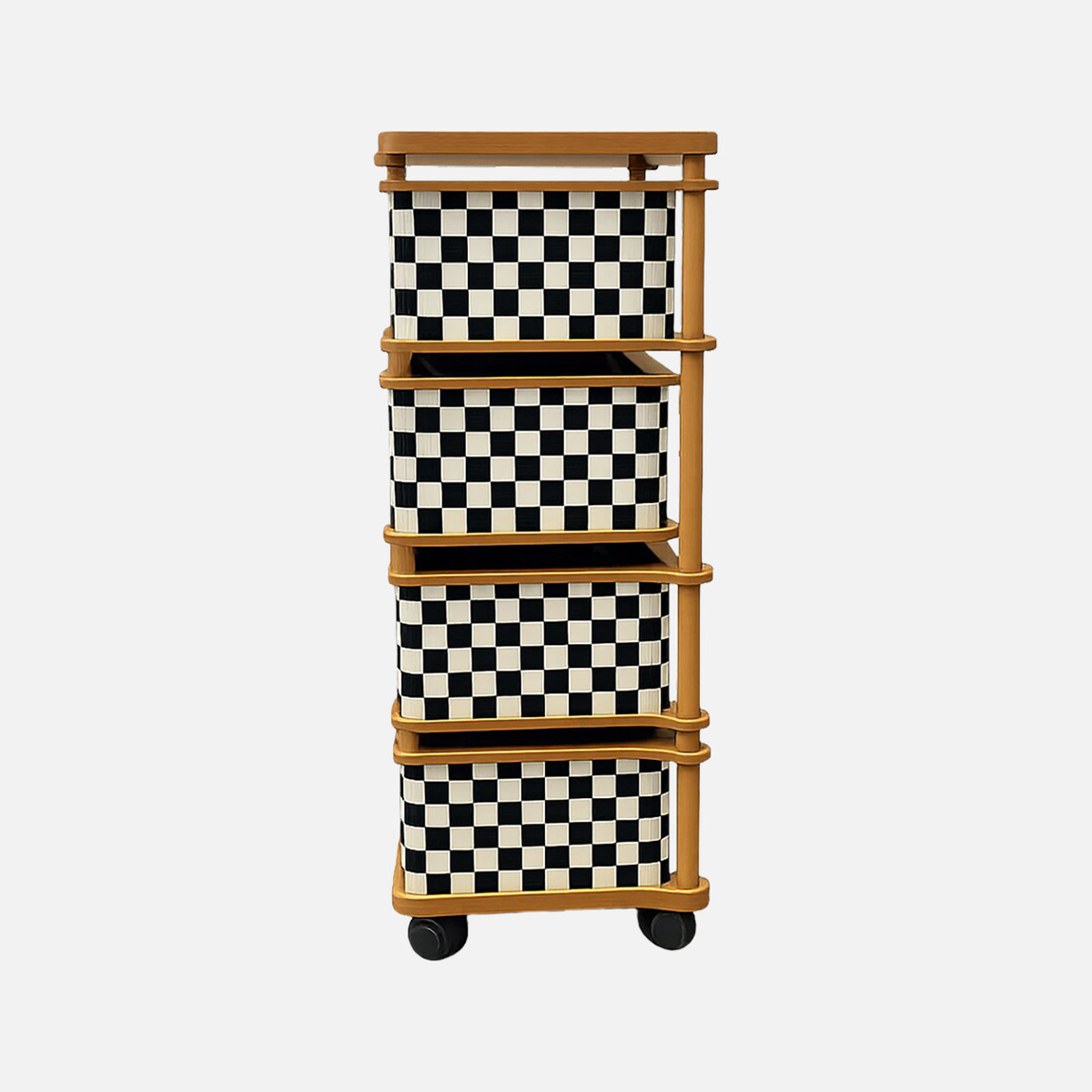    Ahşap 4 Katlı Tekerlekli Sebzelik ve Çok Amaçlı Organizer 