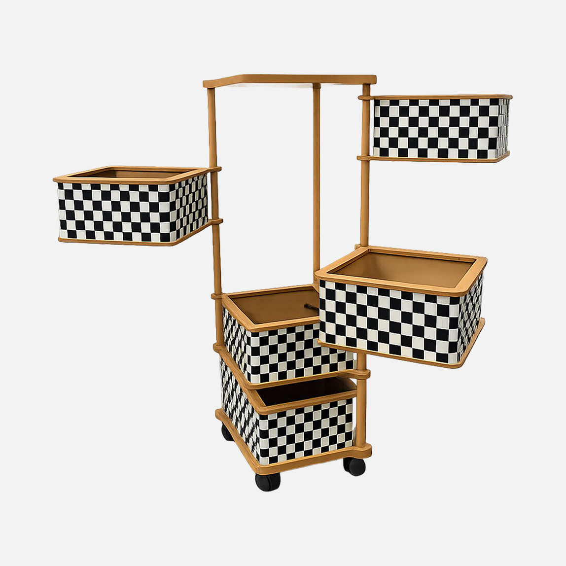    Ahşap 5 Katlı Tekerlekli Sebzelik ve Çok Amaçlı Organizer 