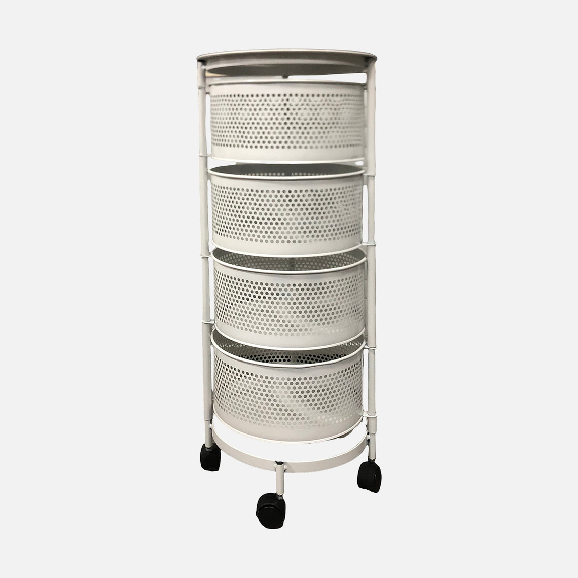    Metal 4 Katlı Tekerlekli Sebzelik Beyaz 