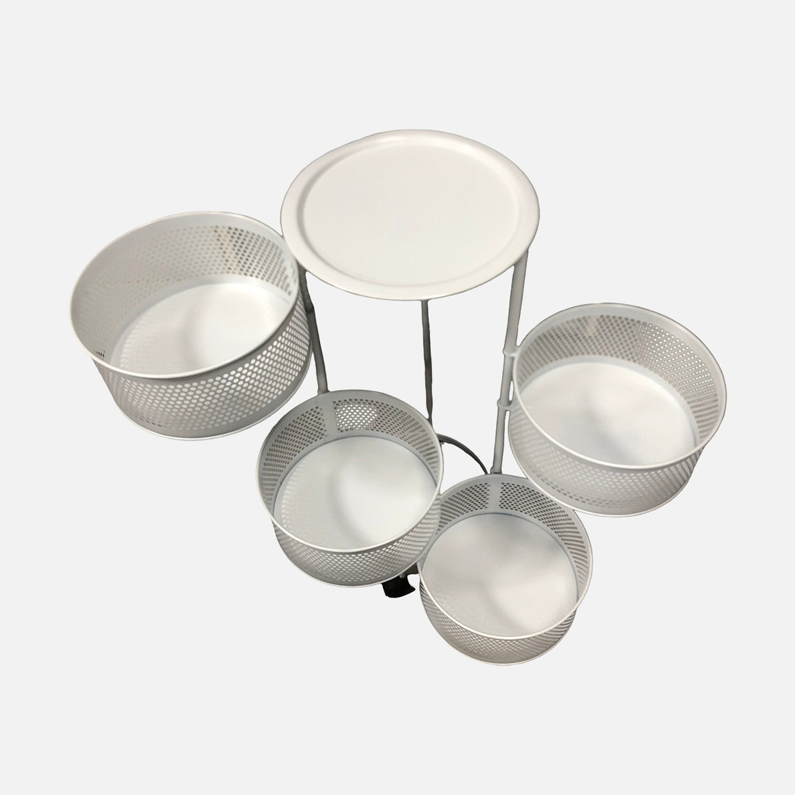    Metal 4 Katlı Tekerlekli Sebzelik Beyaz 