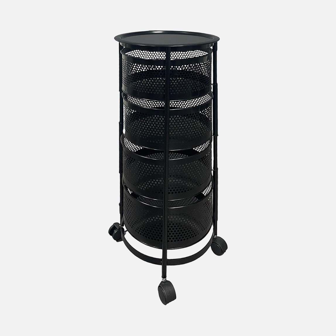    Metal 4 Katlı Tekerlekli Sebzelik Siyah 