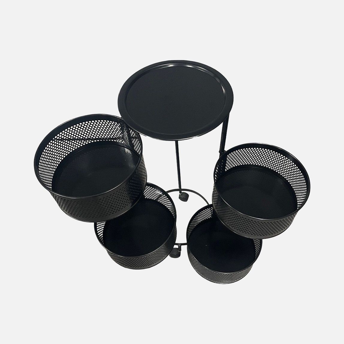    Metal 4 Katlı Tekerlekli Sebzelik Siyah 