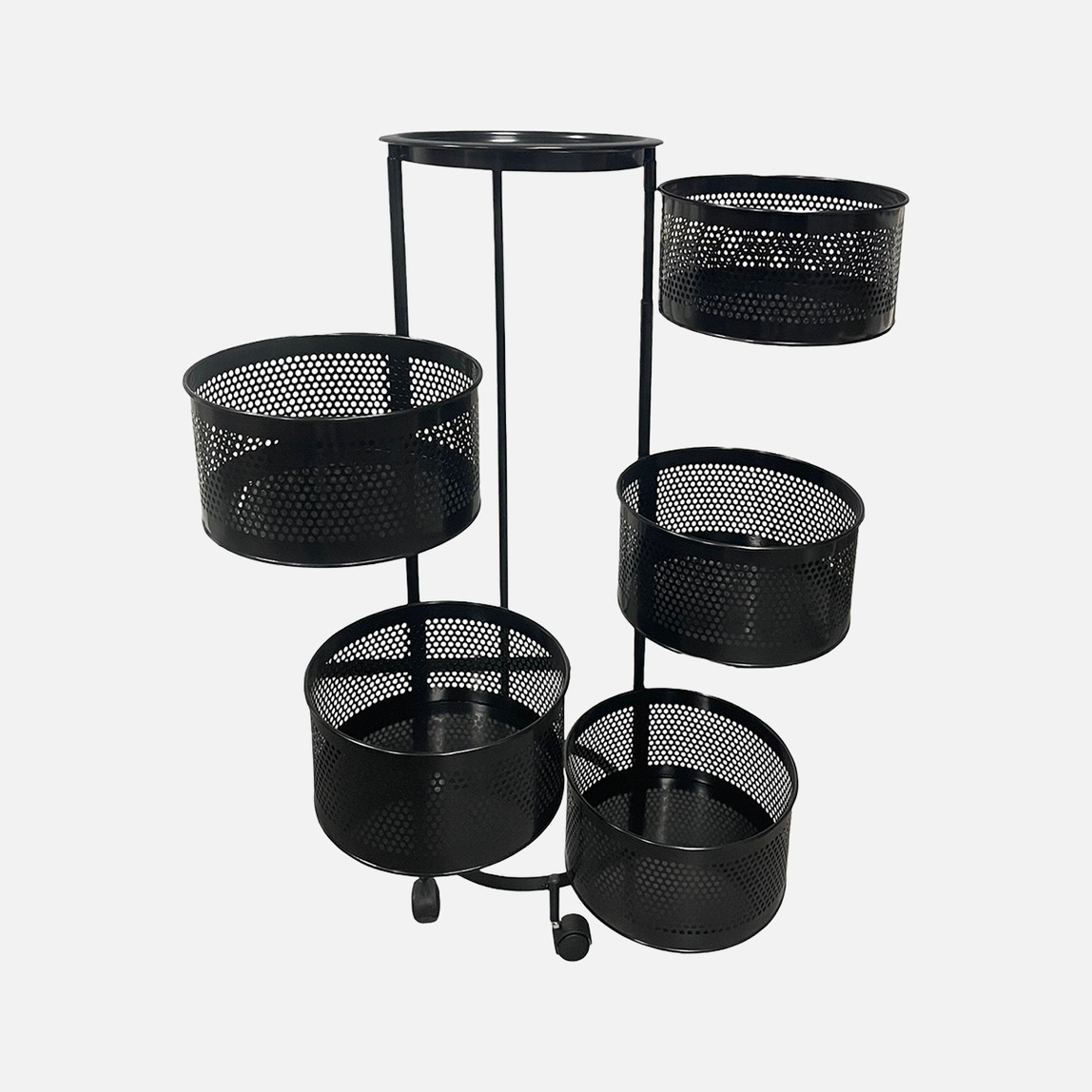    Metal 5 Katlı Tekerlekli Sebzelik Siyah 